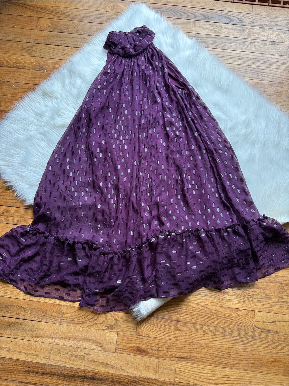 Taylor Plum Girls' Casual Maxi Dress with Shimmer Dots
